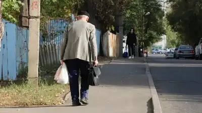 Зейнеткер, Астана, қоқыс жәшігі, ақша, пакет