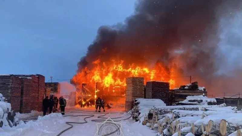 Петропавлдағы кәсіпорын аумағында екі жүк көлігі тұрған гаражда өрт шықты