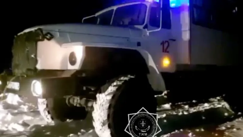 Ақтөбе облысында 13 ірі қара мал тиелген көлік қар құрсауында қалып қойды