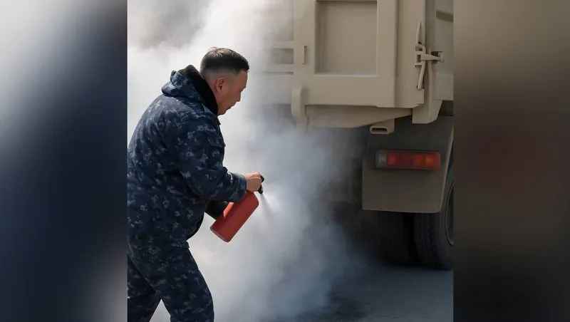 Абай облысында 20 тонна көмір тиеген жүк көлігі өртеніп кете жаздады