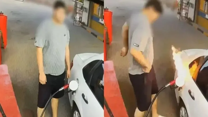 "Оттық ұстап тұрған". Өскемендік азаматтың бензин құйдыртып жатқанда көлігі өртенді