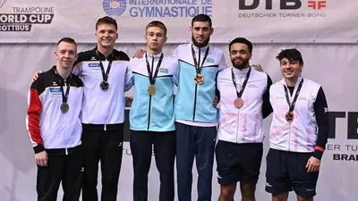 Қазақстан құрамасы, батуттағы гимнастика, Әлем кубогы кезеңі, алтын медаль  , сурет - Zakon.kz жаңалық 21.09.2025 09:14