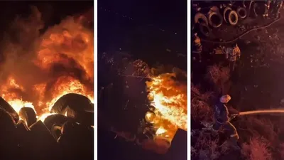 Теміртауда 290 шаршы метрдегі дөңгелектер жанып кетті , сурет - Zakon.kz жаңалық 03.11.2025 10:42