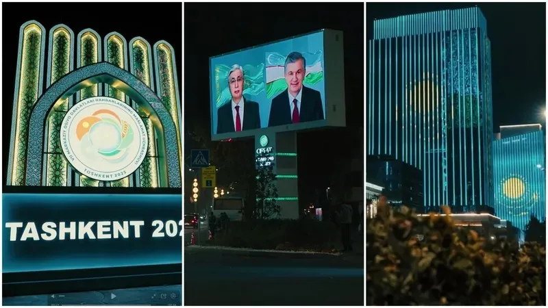 Қазақстан мен Өзбекстанның туы, президенттердің фотосуреттері: Ташкент Токаевтің сапарына қалай безендірілді