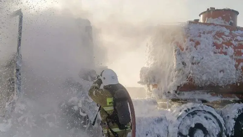 Қызылорда облысында тас жол бойында мұнай таситын техника өртенді