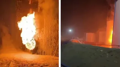 Өрт, Түркістан, мұнай базасы , сурет - Zakon.kz жаңалық 24.11.2025 21:21