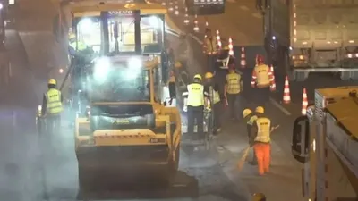 Қытай жұмысшылары бір түнде 8 мың тонна асфальт төседі, сурет - Zakon.kz жаңалық 08.12.2025 12:53