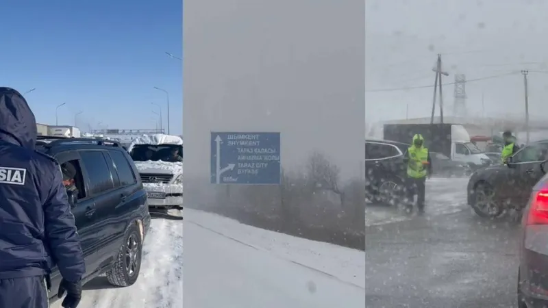 Жамбыл облысында қолайсыз ауа райына байланысты 450-ге жуық жүк көлігі жолда қалған