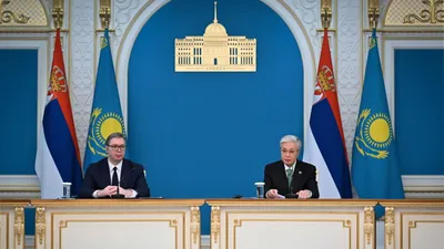 Мемлекет басшысы шақыруын қабыл алып, Астанаға ресми сапармен келгені үшін Президент Александр Вучичке және делегация мүшелеріне шынайы ризашылығын білдірді., сурет - Zakon.kz жаңалық 27.02.2026 16:40