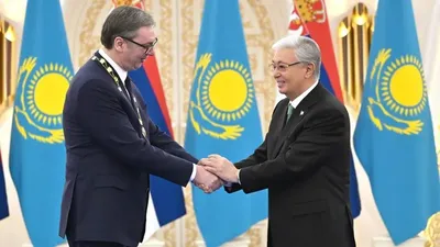 Қазақстан Президенті Қасым-Жомарт Тоқаев 2026 жылғы 27 ақпанда Сербия Президентін «Алтын Қыран» орденімен марапаттады, деп хабарлайды Zakon.kz., сурет - Zakon.kz жаңалық 27.02.2026 14:37