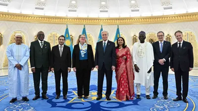 Ақордада Қазақстан Президентіне сегіз мемлекеттің төтенше және өкілетті елшілерінің сенім грамоталарын тапсыру рәсімі өтті., сурет - Zakon.kz жаңалық 04.03.2026 14:10