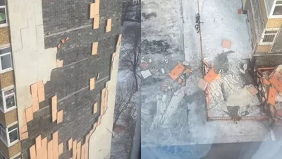 Астанада екпіні күшті жел салдарынан тоғыз қабатты үйдің қасбеті құлады, сурет - Zakon.kz жаңалық 11.03.2026 20:12