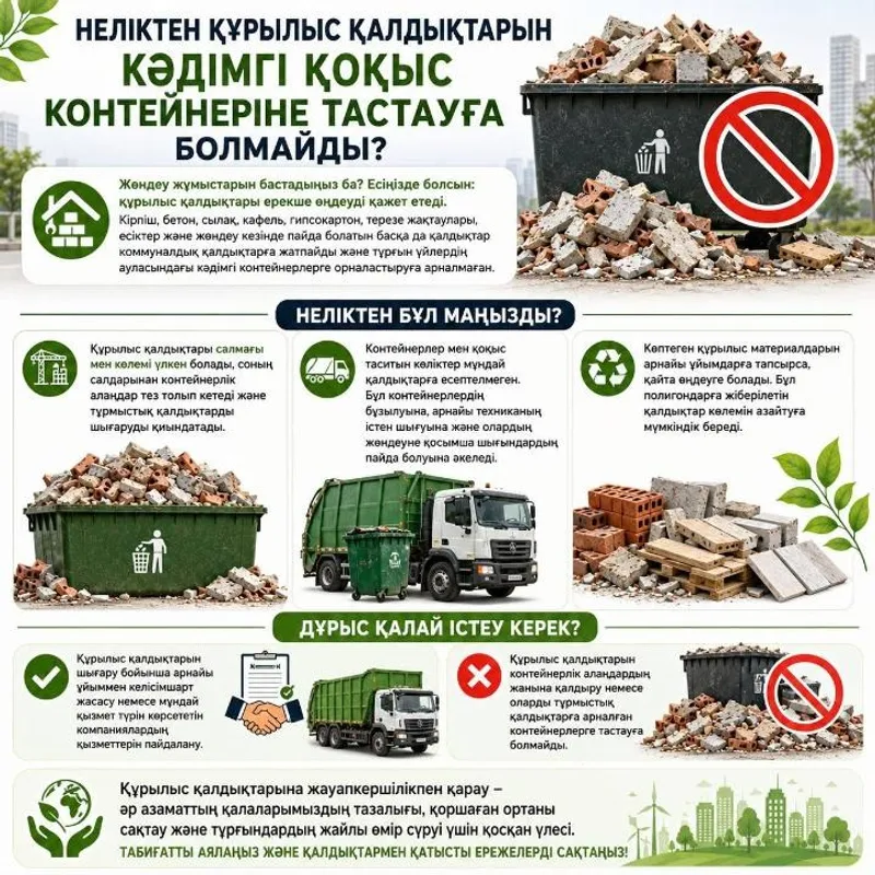 Қазақстандықтарға құрылыс қалдықтарын қайда тастауға болмайтындығы ескертілді , сурет - Zakon.kz жаңалық 30.07.2026 16:57