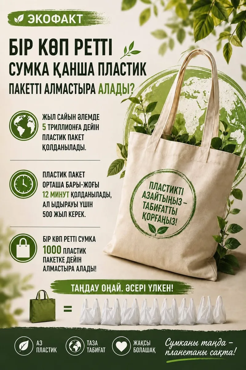 Мата сөмке, постер, экология, сурет - Zakon.kz жаңалық 11.08.2026 10:37