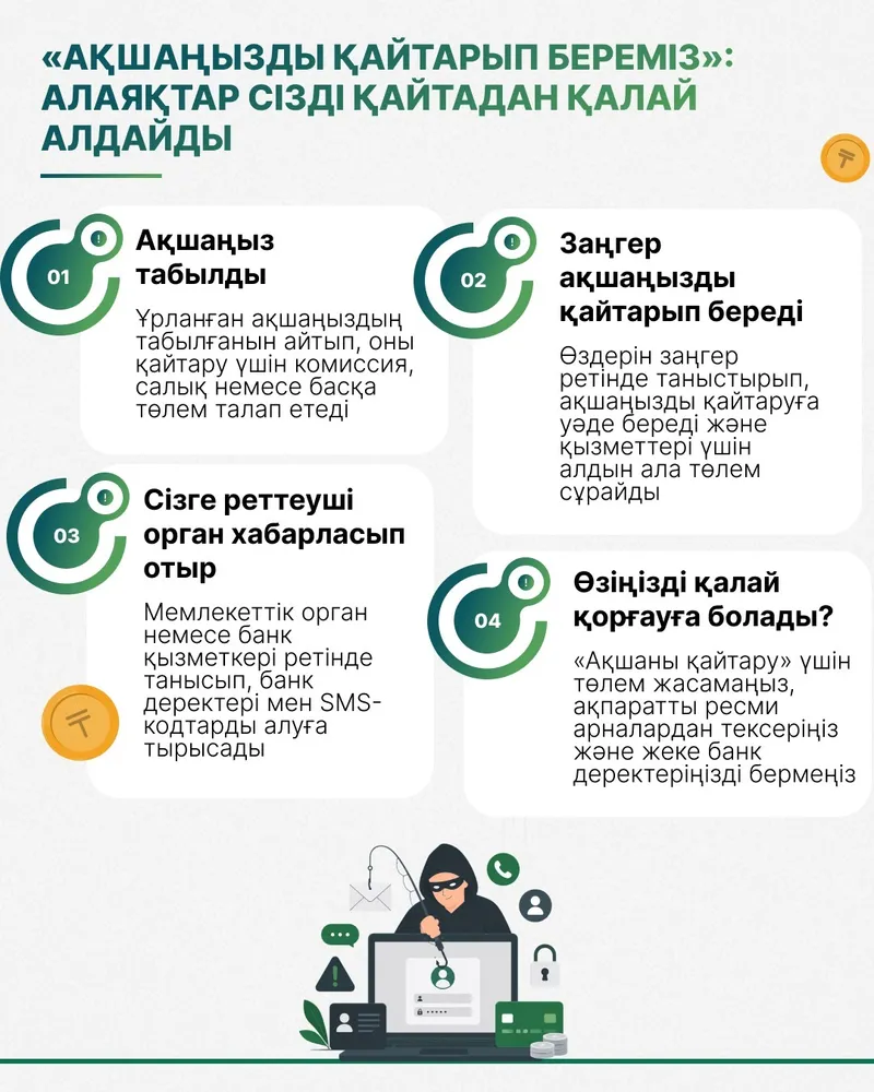 "Ақшаңыз табылды": алаяқтар қазақстандықтарды қайта алдаудың жаңа тәсілін ойлап тапты, сурет - Zakon.kz жаңалық 18.08.2026 11:26